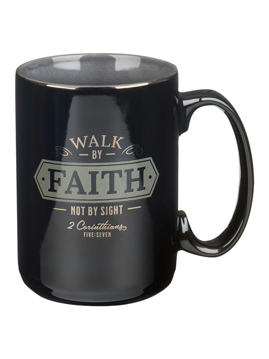 Mug Walk By Faith 2Cor.5:7 Black/Grey 14oz Mug 939