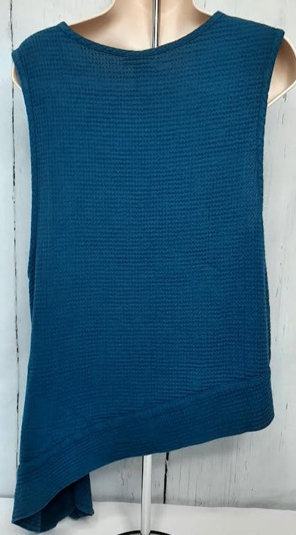Women's Blue Vest Asymetric-Embroidered 
