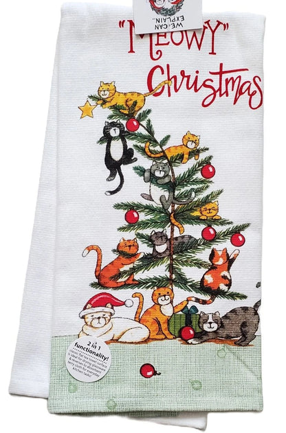 Tea Towel Meowy Cat Christmas  Dual Purpose Towel H7062