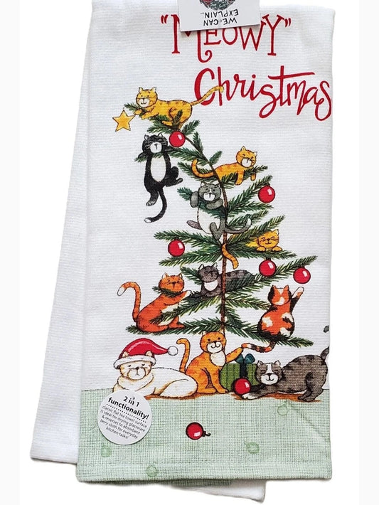 Tea Towel Meowy Cat Christmas  Dual Purpose Towel H7062