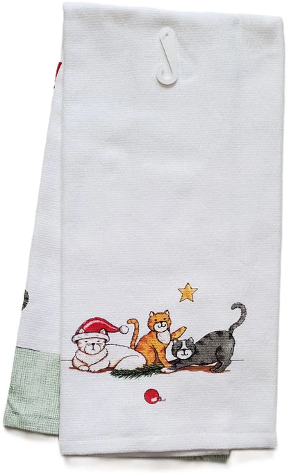 Tea Towel Meowy Cat Christmas  Dual Purpose Towel H7062