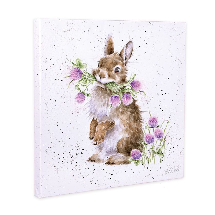 Wrendale Canvas Art WILKD001 Bunny Pink Flowers 