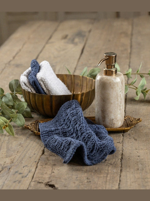 Washcloth  Denim/Blue & White Knit 10" x 10" N249109