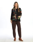 Nb7-2263 Neo Black Multi  Abstract 1Pocket Tunic Top Women's