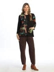 Nb7-2263 Neo Black Multi  Abstract 1Pocket Tunic Top Women's