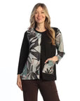Nb7-2263 Neo&nbsp; Flora Black Multi&nbsp; Abstract 1Pocket Tunic Top Women's