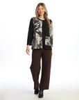 Nb7-2263 Neo&nbsp; Flora Black Multi&nbsp; Abstract 1Pocket Tunic Top Women's
