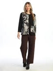 Nb7-2263 Neo&nbsp; Flora Black Multi&nbsp; Abstract 1Pocket Tunic Top Women's