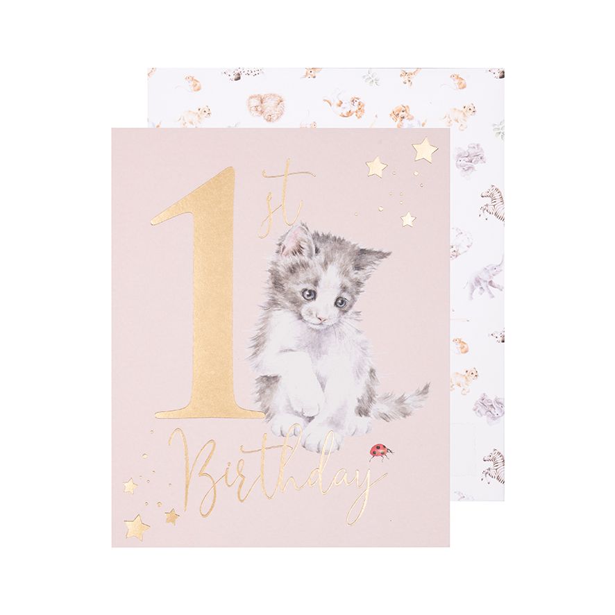 Card - LTW-AOC008- 1st Birthday - Kitten Cat 