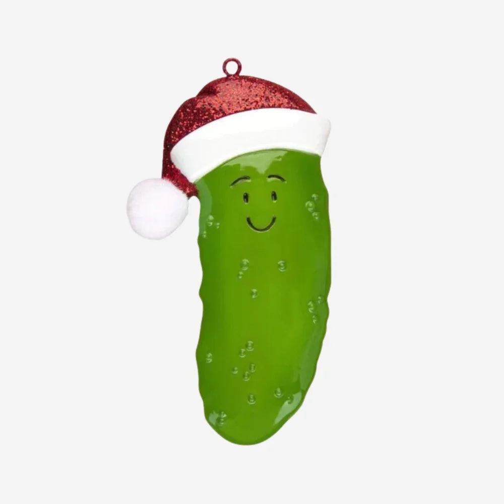 Christmas Pickle With Santa Hat Ornament Personalized Or1219 