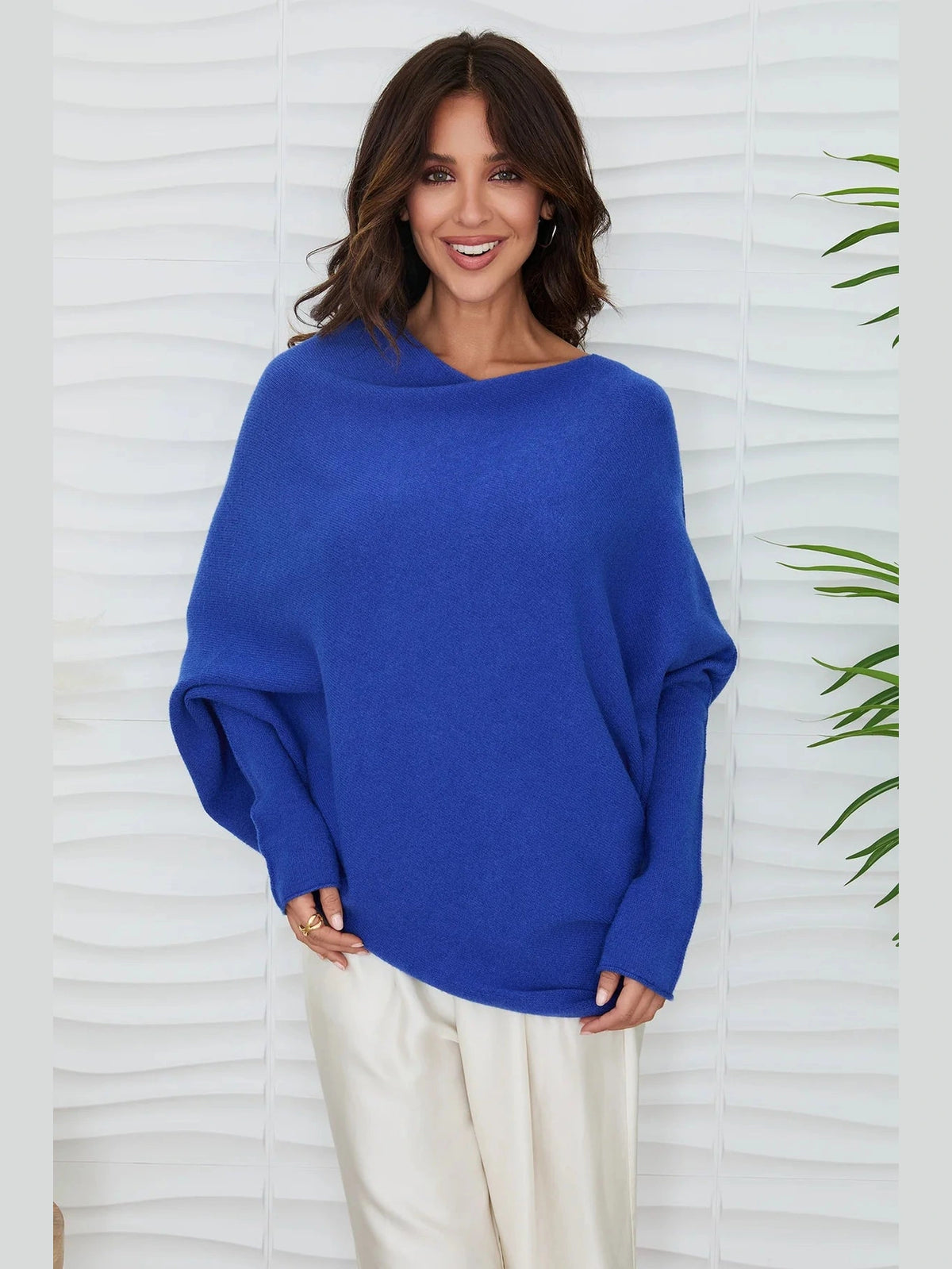 Sweater Asymmetrical Ocean Blue  Knit Ultra Soft 330105