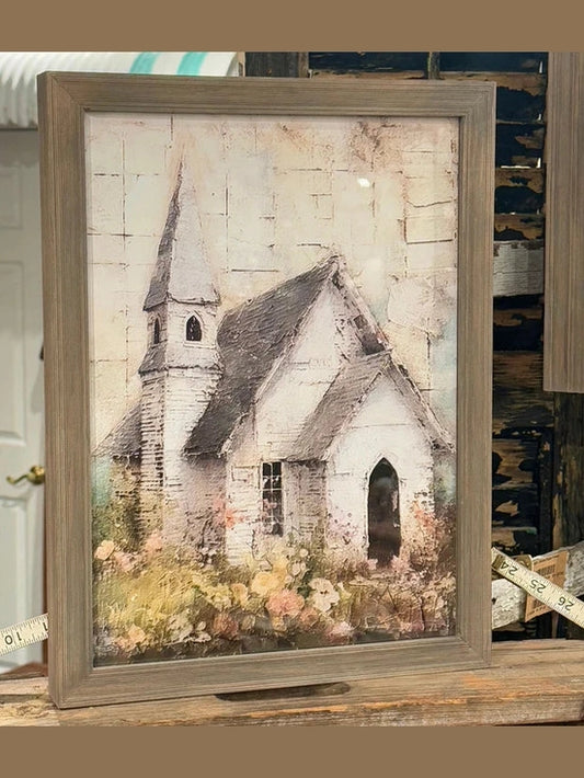 Picture Wooden Framed Serene Chapel  12" x 16"  Ps-8512