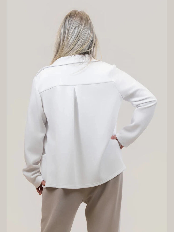 Pure Essence-Jacket White Zipper Front 2 Pocket Long Sleeve&nbsp; 625-7086