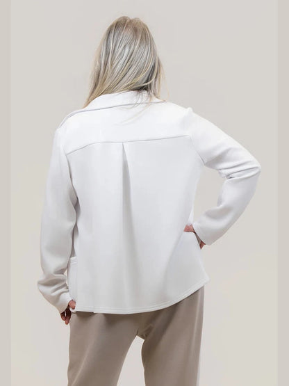Pure Essence-Jacket White Zipper Front 2 Pocket Long Sleeve&nbsp; 625-7086