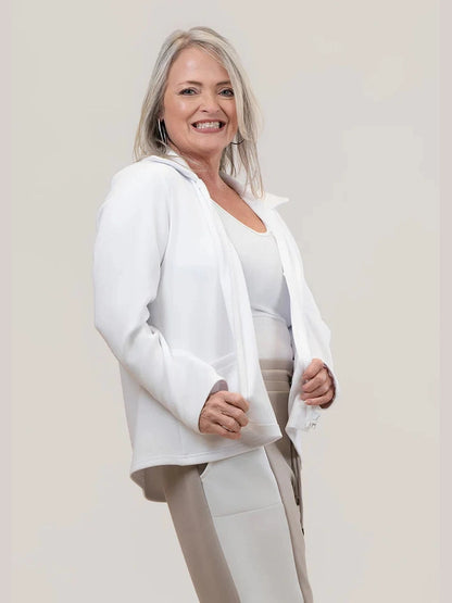 Pure Essence-Jacket White Zipper Front 2 Pocket Long Sleeve&nbsp; 625-7086