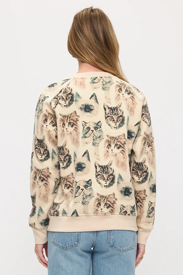 Sweat Shirt Pullover Persian  Cats Face Print Women's Sw293