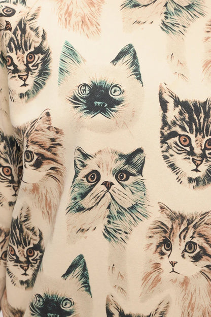 Sweat Shirt Pullover Persian  Cats Face Print Women's Sw293