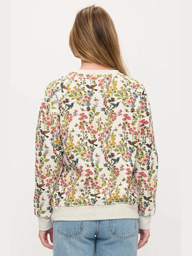 SM-Sweat Shirt Pullover Floral Hummingbird Print Women's Sw292