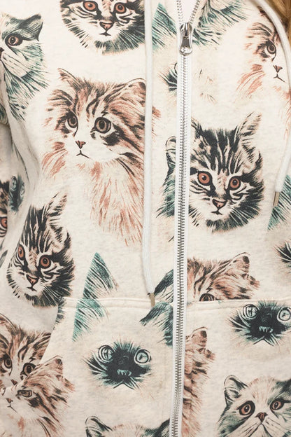 SM-Jacket Persian Cat Faces Zip-Up Hoodie HO176