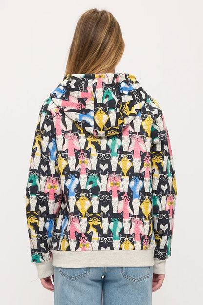 Jacket Colorful Nerdy Cats Zip-Up 2 Pocket Hoodie HO179
