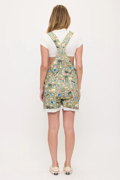 Overalls Shorts Dogs on Vacation AW2694
