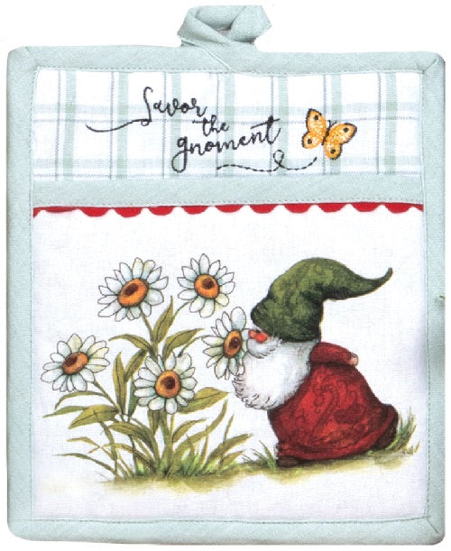 Pot Holder-Pocket-Garden Gnome-8x10"-R7582 