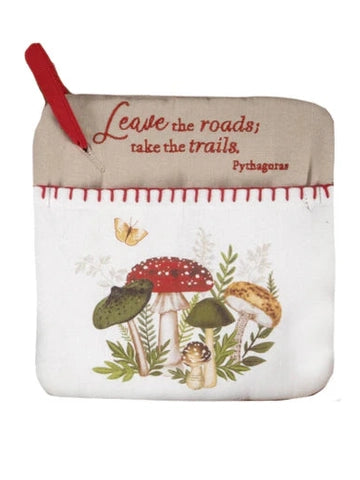 Pocket Mitt Pot Holder Botanical Mushroom 8"x8" R8212