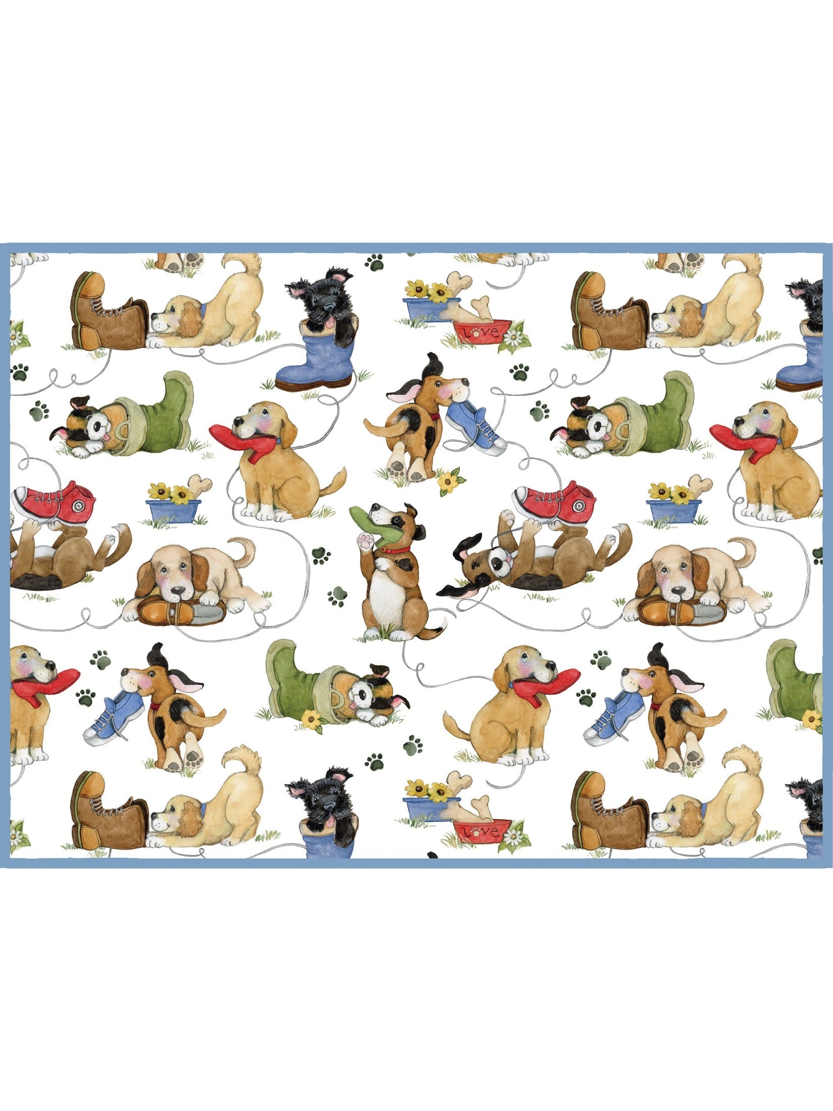 Drying Mat Countertop Micro Fiber Playful Puppies Blue/White R8252 