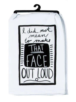 Tea Towel Flour Sack That Face 18x26"  White/Black R8337 