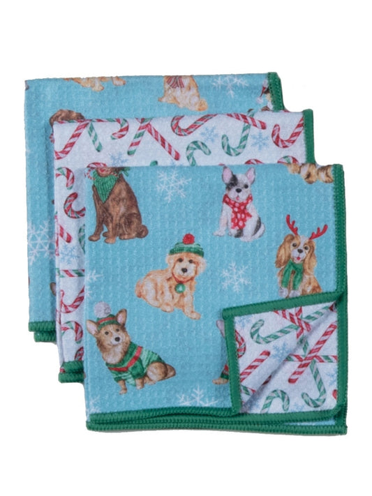 Earth Cloths Dogs With Snowflakes Eco 3 Pk r8667