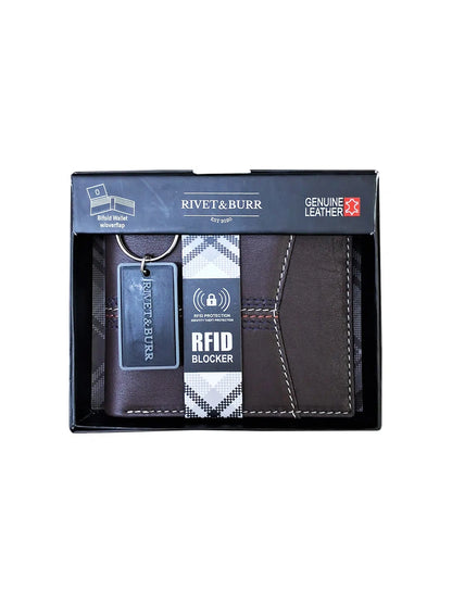 Wallet Bifold with Flap Over Includes Key Chain&nbsp; Black Leather Rbmwvt25&nbsp;