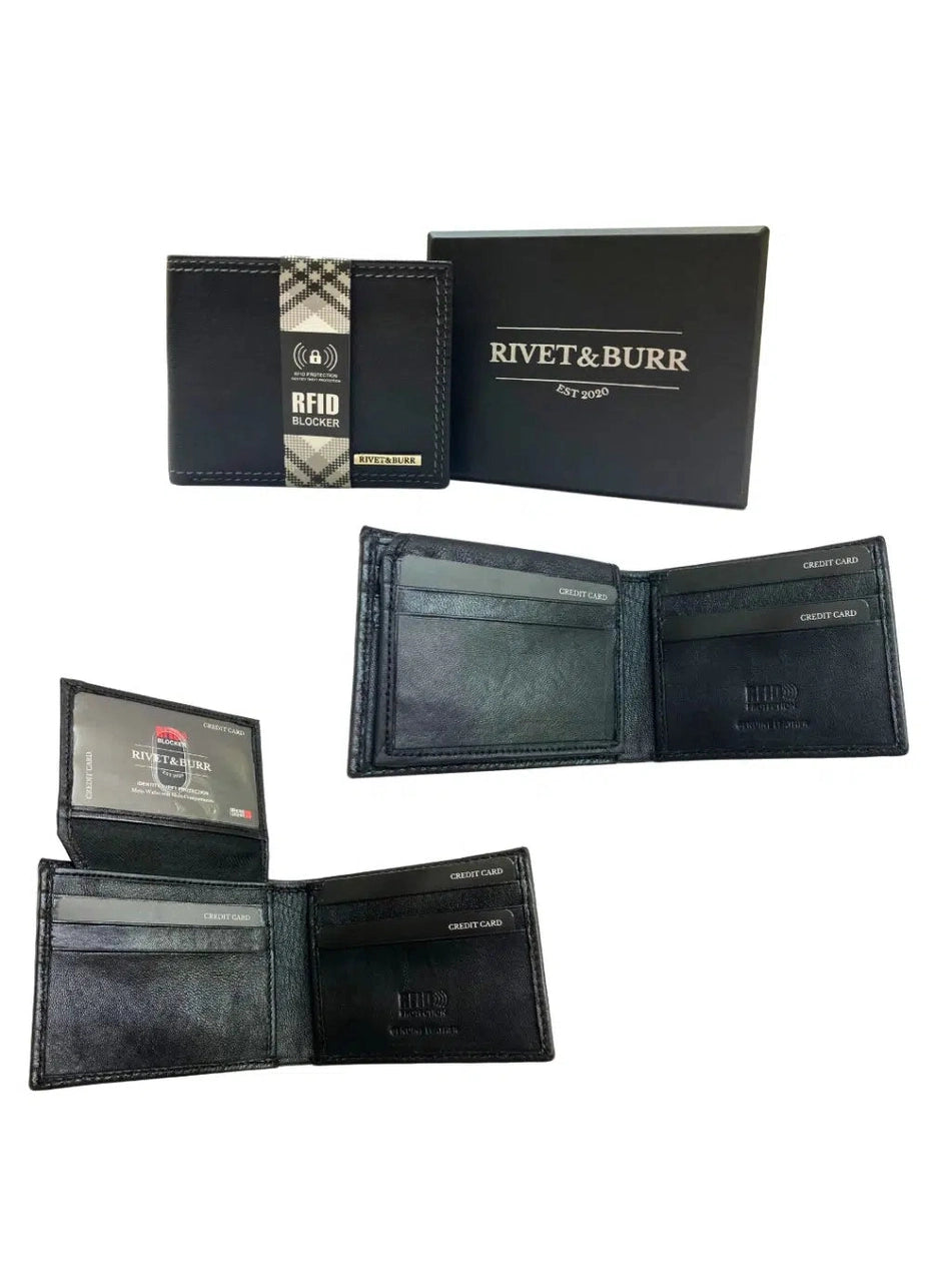 Wallet Bifold with Flap Over Includes Key Chain  Black Leather Rbmwvt25