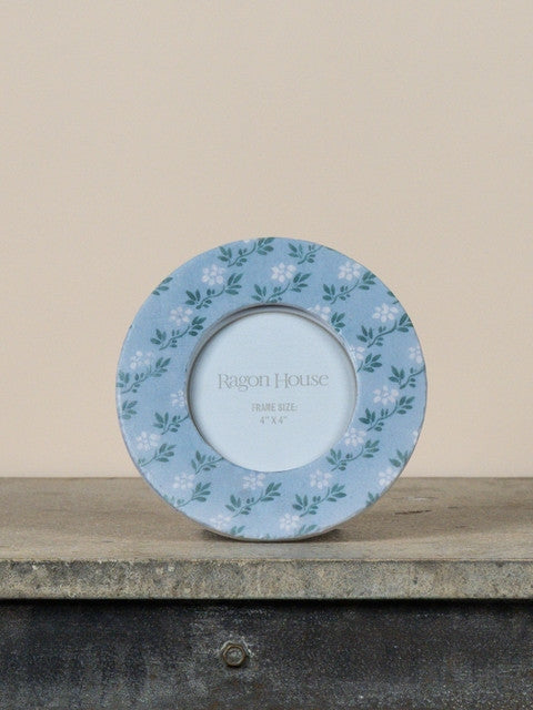 Picture Frame Sweet Serendipity  Blue Floral  4x4" Circular Ceramic Rh239701