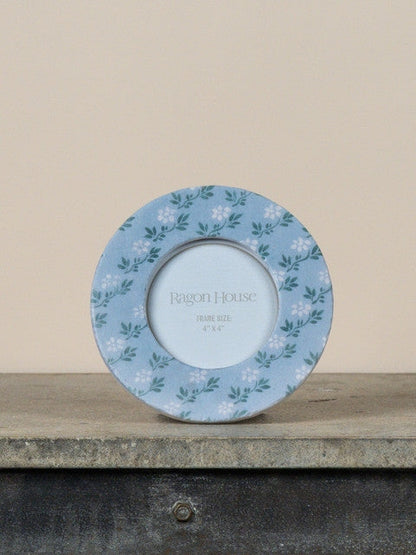 Picture Frame Sweet Serendipity  Blue Floral  4x4" Circular Ceramic Rh239701