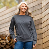 Sweatshirt Espresso Black Poncho Top Oversized Rounded Bottom Vintage Washed Women's RDG62W92SLD