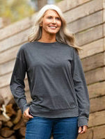 Sweatshirt Espresso Black Poncho Top Oversized Rounded Bottom Vintage Washed Women's RDG62W92SLD