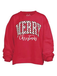 Sweatshirt Red Merry Christmas Oversized Fleece Women's Rdg65C22MEP