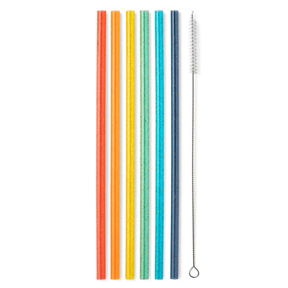 Reusable Straw Set Retro Rainbow Glitter S191-ts-rrgl 