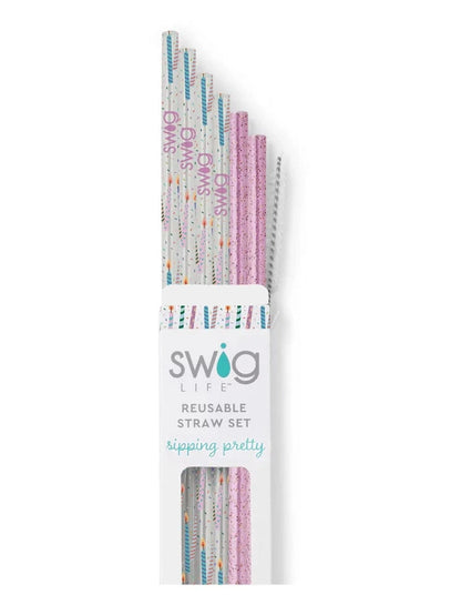 Reusable Straw Set Make A Wish Purple Glitter S191ts-wspg