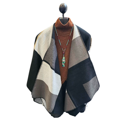 Cape / Shawl Open Front Cardigan Super Soft Warm Grey / Black / Brown / Beige 