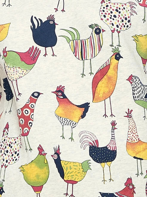 Sweat Shirt Pullover Colorful Rooster Print Women's Sw221