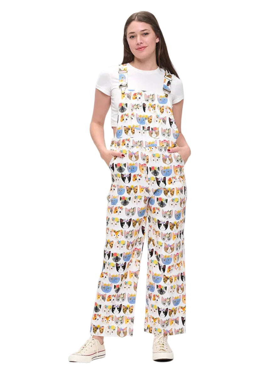 Overalls Cats&nbsp; Floral Crown Print&nbsp; Women's Aw2585