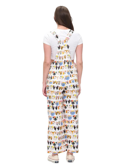 Overalls Cats&nbsp; Floral Crown Print&nbsp; Women's Aw2585