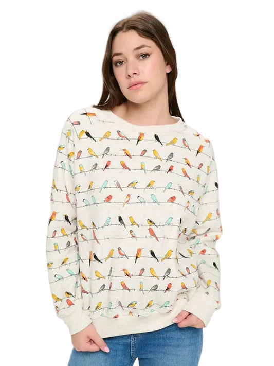 Sweat Shirt Pullover Colorful Chirpy Birds Women's Sw259