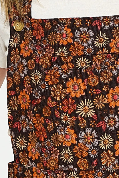 Overalls  Floral Corduroy Print  Women's AW2310
