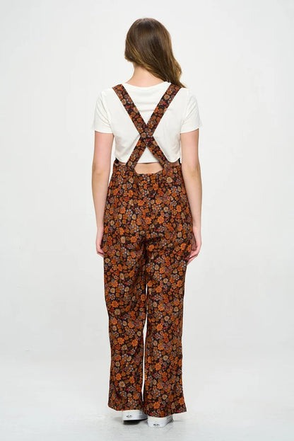 Overalls  Floral Corduroy Print  Women's AW2310