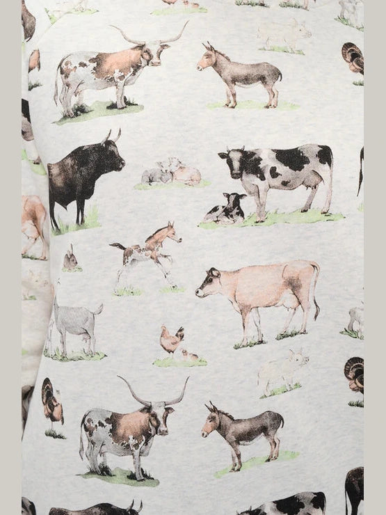 Sweat Shirt Pullover Farm Animals Print Women's Sw266