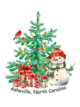 Ornament Christmas  Asheville Red Christmas Tree /Snowman RTCOATS