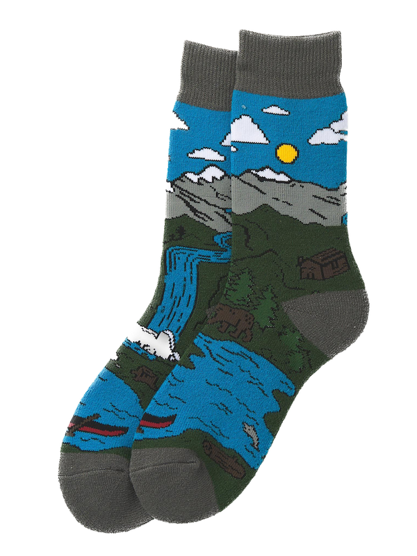 Men's Sock Blue/Green Waterfall Cozy Socks Souwafa001 