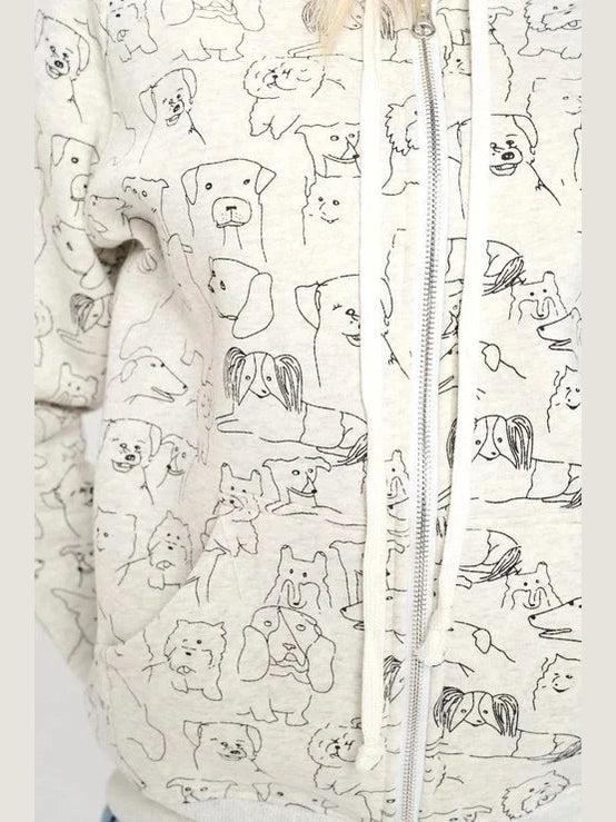 Jacket Dog Breeze Print Zip-Up Hoodie Grey  HO-04